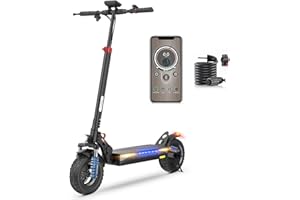 iScooter 800W Patinete Eléctrico Adultos, 480WH Batería, Autonomía Máxima De 40 KM, 10" Patinete Eléctrico Plegable, App Control, Carga 120 KG, Manillar Ajustable, Suspensión Cuádruple