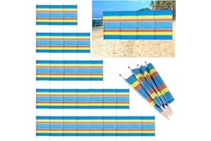 FAHAAM 4, 5, 6, 8, and 10 Wooden Pole Bright Wind Break Holiday Beachside Travel Camper Sun Shelter Garden Patio Windbreaker Shaded Privacy Screen