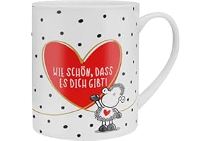 ‎SHEEPWORLD Sheepworld XL-Tasse "Schön, dass es dich gibt" | Große Tasse aus Porzellan, Jumbo-Tasse, 60 cl, Tasse mit Spruch | Geschenk, Freund, Freundin | 46219