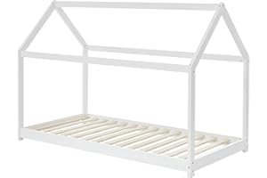 BAÏTA Tiny Cama cabaña, Pino, Blanco, 90 x 190 cm