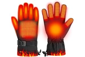 OBEST Guantes calefactables de 4000 mAh, 3 velocidades de regulación de temperatura e impermeables, guantes completos de 5 dedos, para motociclismo y esquí