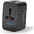 Orei Universal Travel Adapter with Type C - 3 in 1 International Travel Adapter - Universal Charger with 1 USB-A, 1 USB-C (2.4A Each) and Universal Output Socket - 10 Year Warranty
