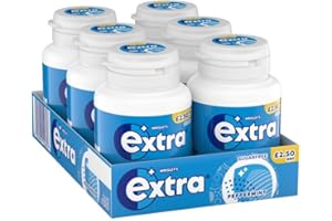 Wrigley's Extra Chewing Gum, Peppermint Flavour, 6 Bottles of 46 Pieces, Extra Blue, Price Marked, Sugar Free Chewing Gum, Bulk Pack with Xylitol, 276 pieces