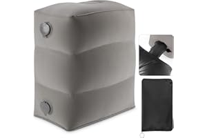 Maliton Flugzeug-Fußstütze, Aufblasbare Fußablage, Leicht Aufzublasen, mit Praktischer Tasche – Für Flugzeug, Auto, Büro, Zum Schlafen auf langen Flügen für Kinder(Grau, 1 Stück)