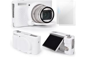 VOVMOEYA SX740 Camera Case Accessories Set[with 2 LCD Tempered Films],Silicone Protective Case Compatible with Canon PowerShot SX730 SX740 HS Digital Camera - White