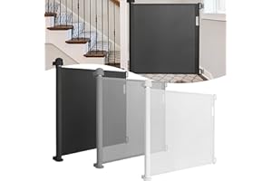TRMLBE Türschutzgitter Ausziehbar Treppenschutzgitter 0-150cm Rollo Baby Treppenschutzrollo Türgitter für Baby & Tier Schutzgitter Einziehbares Geeignet für Treppen/Türen/Innen & Außen, Schwarz