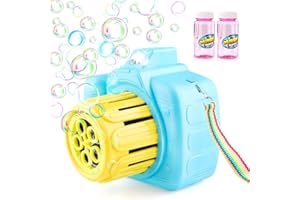 BAZTOY Automatisch Seifenblasenmaschine Kinderspielzeug mit 2 Flaschen Blasenlösung für Kinder Baby Jungen Mädchen, Bubble Machine Maker Spielzeug für Party Hochzeit Drinnen Draußen Garten Spiele Geschenk