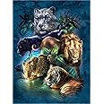 Meecaa Paint by Numbers Beast Animal Lion Tiger Leopard Kit for Adults Beginner DIY Oil Painting 16x20 inch (Beast, No Frame) (c-)