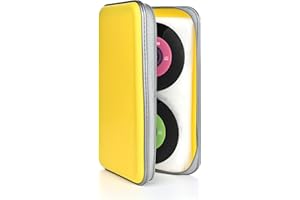 DVSICK DVD Case,UENTIP 96 Capacity CD Case Hard Portable DVD Case Holder Plastic CD Organizer Wallet Protective DVD Storage (Yellow)