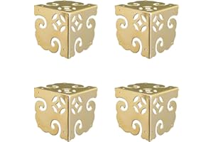 Tiazza 4Pcs Vintage Pure Brass Corner Protectors Antique Hardware Desk Edge Wooden Jewelry Gift Box Cabinet Corner Guard (Gold)