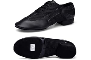 WEBROSISTOL Zapatos Baile Latino Mujer Cuero Comodo Respirable Zapatillas Baile con Cordones Moderno Salon Salsa Jazz Flamenco Tacon