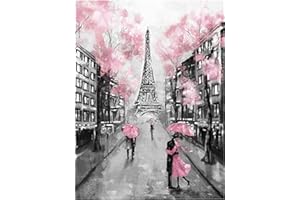 Meecaa Malen nach Zahlen, Motiv: Eiffelturm, Bauliebhaber, Regenschirm, Landschafts-Set für Erwachsene, Anfänger, DIY-Ölgemälde, 40,6 x 50,8 cm (Eiffelturm, ohne Rahmen)