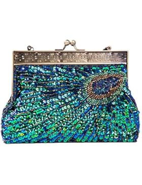 Frauen Retro Exquisite Pfau Muster Clutch Geldbörse Perlen Abendtasche Hochzeit Party Hochzeit Handtasche