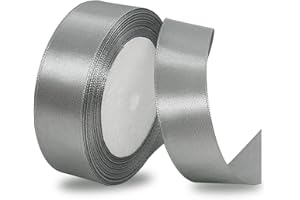 IMSOLDECOR Satinbands Silber 25mm Breit, 23 Meters Grau Geschenkband Schleifenband für Geschenkverpackungen, DIY-Basteleien, Blumensträuße, Schleifenherstellung, Geburtstags- und Hochzeitsdekorationen