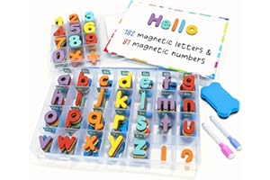 SMART PANDA Magnetic Letters and Numbers for Children – The Complete Set: 182 Letters and 81 Numbers & Symbols – Thick Foam Fridge Magnets for Kids - Includes 2 Storage Boxes, Magnetic Board, Pens and Eraser