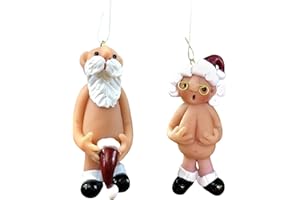rackbone Naughty Santa Christmas Nikolaus Ornament Nackter Weihnachtsmann Christbaumschmuck Anhänger (Großeltern, 2 Stück)