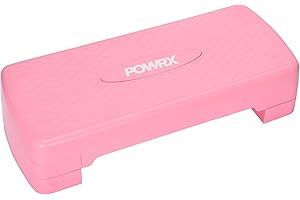 POWRX Step Board d'aérobic Step Board - Hauteur réglable - Appareil de fitness pour la maison - Step Aerobic Board avec tapis antidérapant - Convient pour tous les âges - 68 x 28 cm - Rose