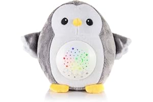 Meero London Penguin AKT13P White Noise Machine,Night Light Projector, Plush Toy Baby Sleep Soother with Night Stars Projector with 15 Musical Lullabies-Gift Pack-Unisex