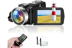 CENZOAR Camcorder 2.7K Video Camera, 18X Digital Zoom Camera Recorder with LED Fill Light, 3.0" LCD Screen Webcam Vlogging Camera for YouTube with Remote Controller, 2 Batteries