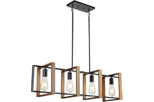 HVKVHVY Illuminazione dell'isola della cucina della luce nera, legno e metallo lampade da tavolo da biliardo Lampadari Lampada da soffitto, altezza regolabile delle luci della camera da letto soffitto