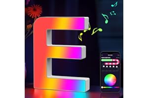Cpeelsdo LED Letter Lights Alphabet RGB Coloured LED Light Letter with USB Power Supply, App Control, Dimmable, Decoration for Birthday, Christmas, Wedding, Party, Valentine's Day - Letter E