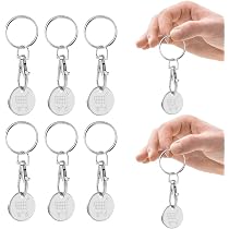 Lot De 6 Porte-Clés Métal Avec Jeton Pour Caddie - Acier Inoxydable Coloré, Design Rond - Pour Courses, Supermarché - 11