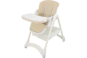 ALMAR Baby Trona de Bebe Evolutiva Beige | Silla de bebe hasta niño 50 kilos, Plegable, Elevable y Reclinable con Bandeja Extraible