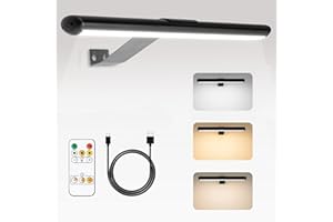 Shulltji Wireless Picture Light with Remote, Dimmable and 3 Color Temp, 4000mAh Rechargeable Battery Lights, LED Dartboard Light, Wall Lights for Livroom, Bathroom, Bedroom (Black)