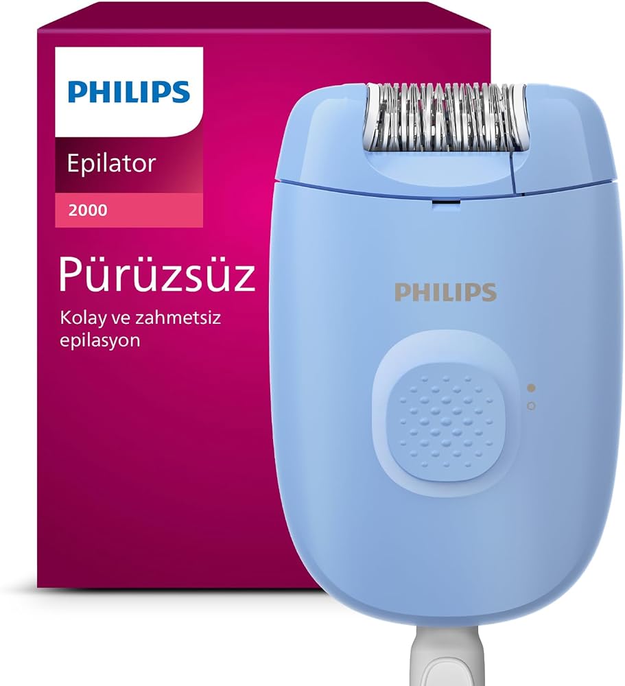 Philips Epilasyon Cihazı, Taşınabilir Kompakt Tasarım, Yıkanabilir Başlık, Kablolu, 4 Haftaya Kadar Pürüzsüzlük, Mavi Renk, BRE228/05