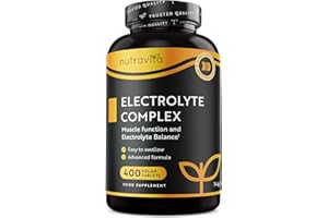 Electrolyte Complex 900mg, 400 Comprimés (1+ An) avec Magnesium Calcium Potassium Complément Alimentaire - Fonction Musculaire (EFSA) Electrolytes Hydratation sans Sucre - Nutravita