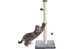 Eyeleaf Tiragraffi per Gatti Adulti 80cm Palo in Corda di Sisal Naturale con Palla Appesa, Morbido Peluche