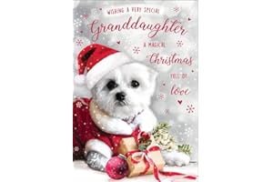 Piccadilly Greetings Cute (Photo) Christmas Card Granddaughter - 7 x 5 inches