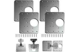 DWTECH Placa Reparación Bisagra,4 Piezas unidades acero inoxidable juego de reparación con tornillos de fijación para muebles de madera, cocina, armarios, muebles