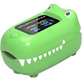 GIMA Oxy 0 Pediatric Pulse Oximeter, Measures Oxygen Saturation (Spo2) and Heart Rate in Children, Crocodile, 35057