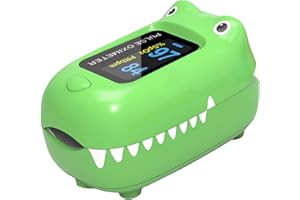 GIMA - Pulsossimetro Pediatrico Oxy 0, Misura la Saturazione di Ossigeno (Spo2) e Le Pulsazioni nei Bambini, Coccodrillo, 35057