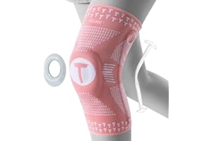 Teylam Genouillère pour homme et femme Bandage compressé Pour le ménisque Arthrose Genouillère de sport course à pied Antidérapante Pour genou droit et gauche Rose Taille S
