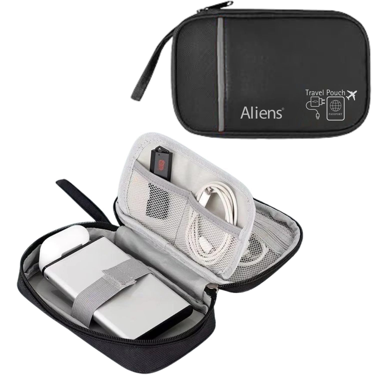 Aliens Travel Gadget Tech Portable Mini Organizer Case Cover Pouch with Mesh Pockets for Storing Hard Drive Disk, SSD, HDD, Pendrive, Earphone, Cables, Charger, Power Bank, Laptop & PC Accessories