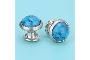 PSSOPP Fdit 50 Piezas de Remaches Met¨¢licos Turquesa, 8mm, Tachuelas Redondas para Cuero, Pulseras, Bolsos, Decoraci¨®n de Artesan¨ªa y Ropa DIY