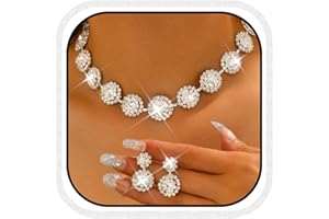 Unicra Silber Braut Hochzeit Schmuck Sets Rhinestone Choker Halsketten und Ohrringe Set Kostüm Prom Formal Kristall Schmuck Set für Frauen und Bräute