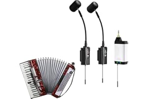 ACEMIC Microfono Wireless a Fisarmonica UHF Doppio, Microfono per Strumenti a Collo D'oca con 2 Trasmettitori e 1 Ricevitore per Fisarmonica, Sistemi PA, Mixer Audio, Altoparlanti, Q2/AT-5
