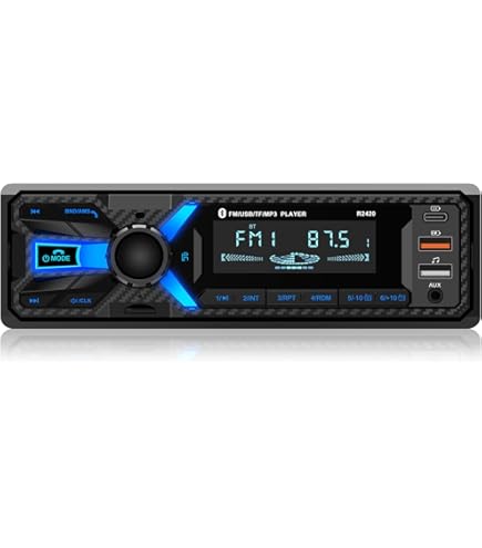 Autoradio 1 Din Bluetooth 5.0 SIXTOP Avec Support Téléphone - Radio FM, MP5, Éclairage 7 Couleurs, Commande Volant, USB/TF/Aux - 7