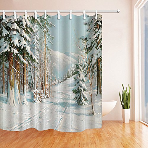 Kotom Winter Decor Shower Curtains By Northern Coniferous Forest