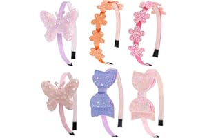 DRESHOW Ragazze Fasce Arco Glitter Bambini Fascia Cuore Stella Capelli per Toddlers Adolescenti
