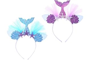 CAILIYA 2 pezzi Fascia per Capelli a Forma di Sirena,con Glitter,Sirena Paillettes per capelli reversibile paillettes fascia imbottita per capelli Alice Band per ragazze e donna regalo festa（Viola e blu）
