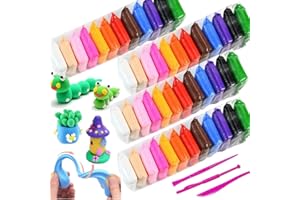 KOKOBOX AIR DOUGH 12 Colore (48pz) Argilla Polimerica da Modellare per Bambini Plastilina Bambini Argilla da Modellare Senza Cottura Pasta Modellabile Bambini Creta Modellare Polymer Foam Clay