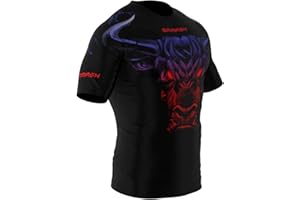 SMMASH Camicia Funzionale Uomo Rashguard Camicia Sportiva A Maniche Corte MMA Thaibox Muay Thai Kickboxing Traspirante Resistente All'Abrasione