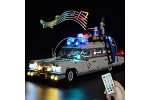 Hosdiy Jeu de Lumière avec Télécommande Sons pour (Ghostbusters ECTO-1) Modèle, LED Éclairage Kit Compatible avec Lego 10274 (Seul Lumière, sans Modèle)