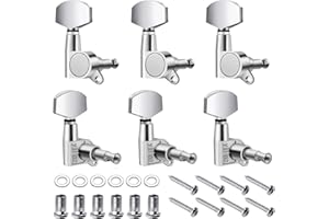 Flexzion - Clés chevilles mécaniques accordeurs de guitare lot de 6 3L3R en chrome argent - Pièces d'accord pour guitare acoustique électrique instrument musique accessoires de rechange, remplacement