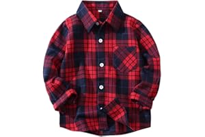 PythJooh Toddler Boy's Girl's Plaid Shirt, Classic Flannel Button Down Long Sleeve Casual Plaid Shirt 1-10 Years