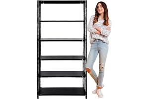 Perfect steel traders Heavy Duty 6-Shelf Metal Storage Rack, Powder-Coated Multipurpose Organizer Stand for Home, Kitchen, Bedroom, Office & Store, 60H × 35L × 9W Inches